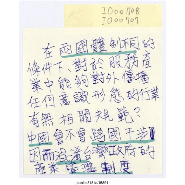 「在兩國體制不同的條件下」便利貼  (共1張)