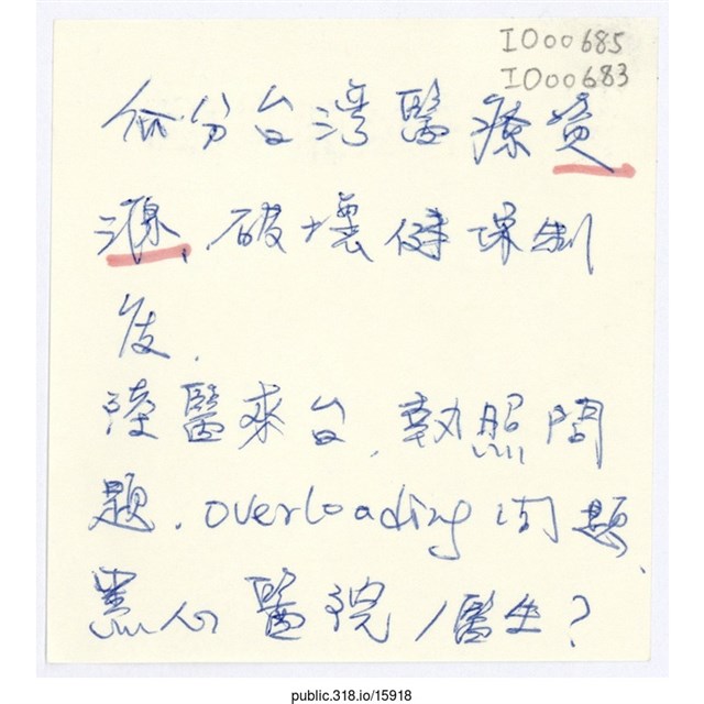 「瓜分台灣醫療資源」便利貼  (共1張)