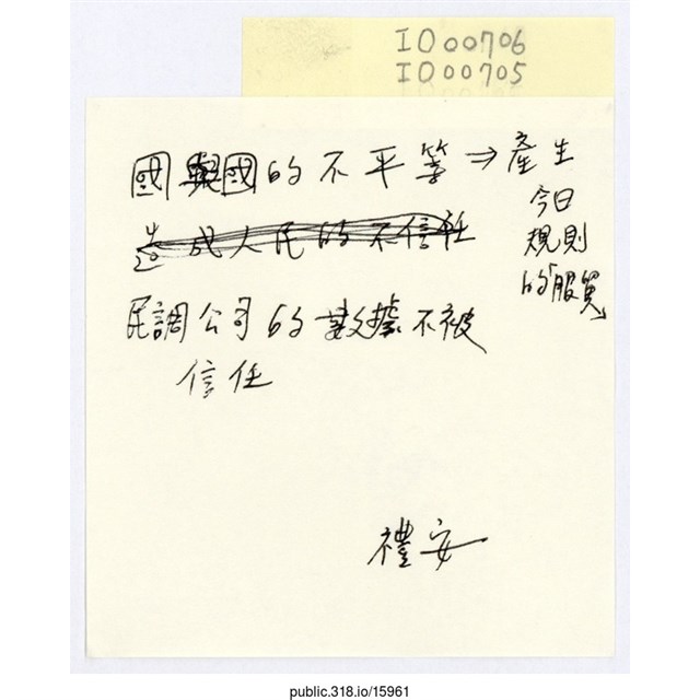禮安「國與國的不平等⇒」便利貼  (共1張)