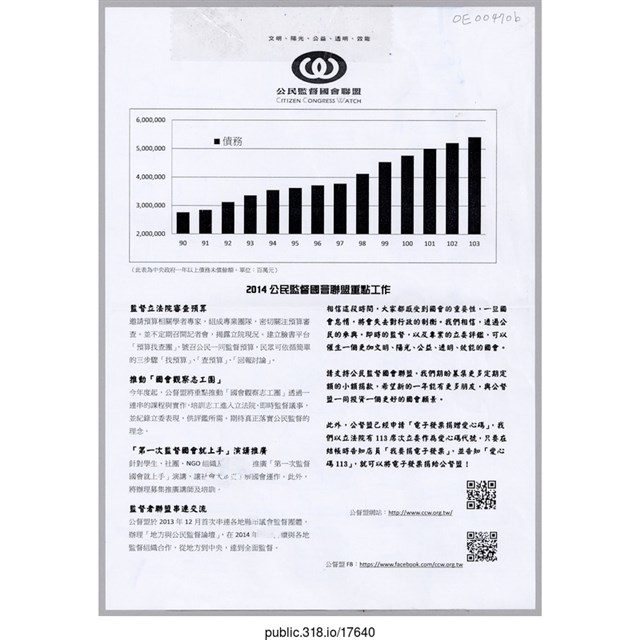 「公民監督國會聯盟」說明文件 (共2張)