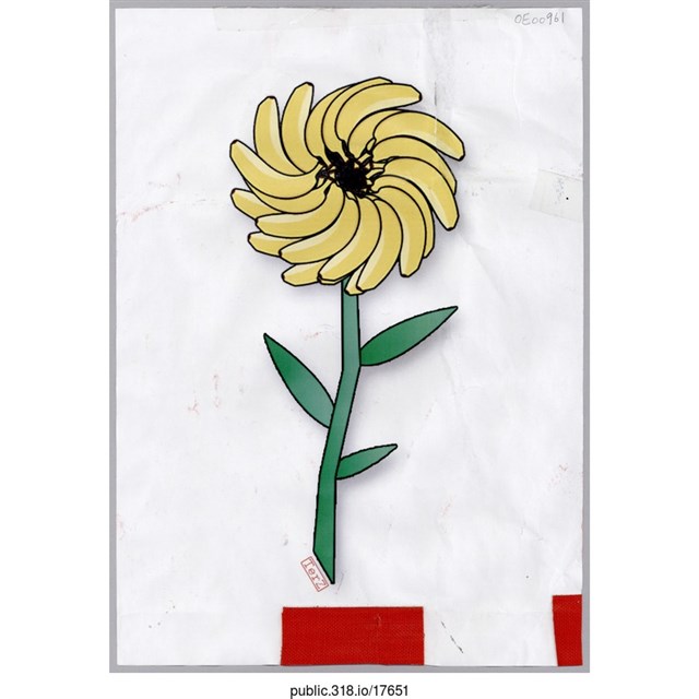香蕉構成花瓣的太陽花繪畫 (共1張)
