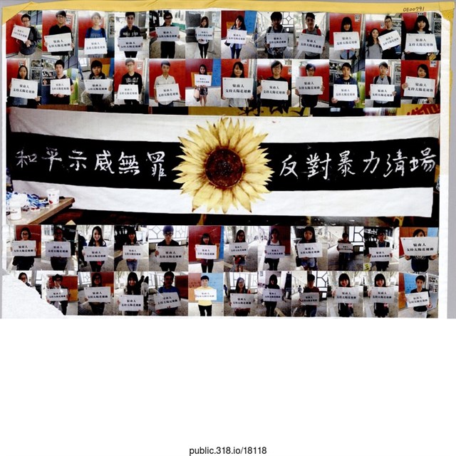 「和平示威無罪 反對暴力清場」海報  (共1張)