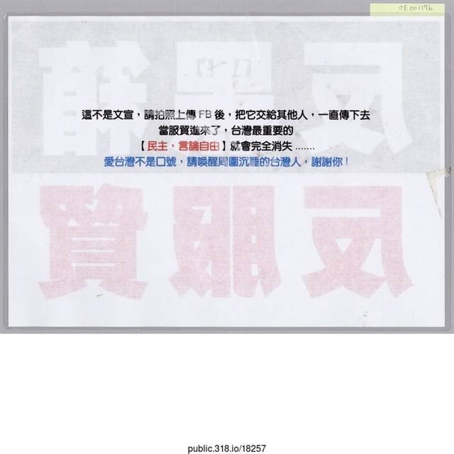 「反黑箱反服貿」傳單  (共2張)