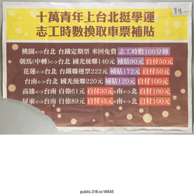 「十萬青年上臺北挺學運」海報  (共1張)