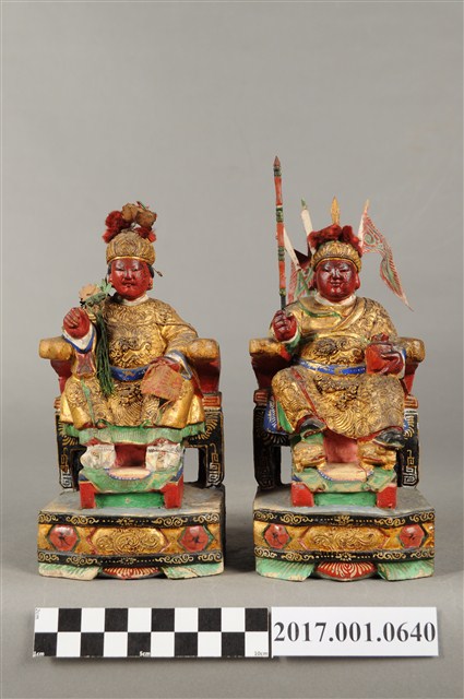 木雕武將與夫人像組 (共3張)