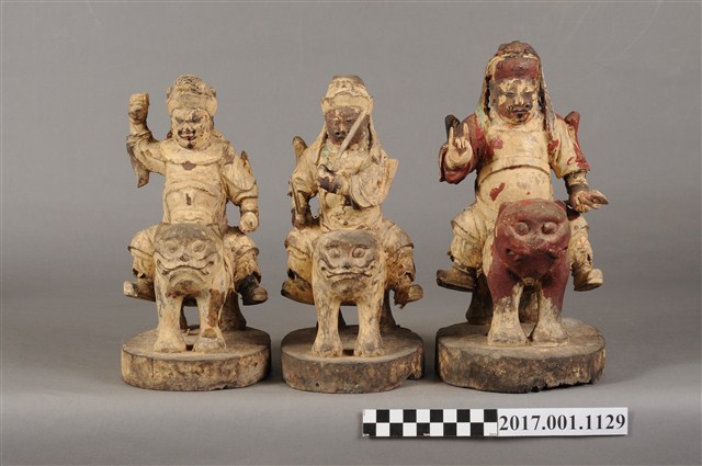 木雕劉先主與關聖帝君與張桓侯像組 (共3張)