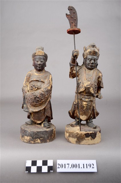 木雕關平周倉像組 (共3張)