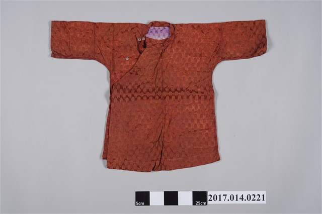 女童棗紅緹花漢式長袖短衫 (共2張)