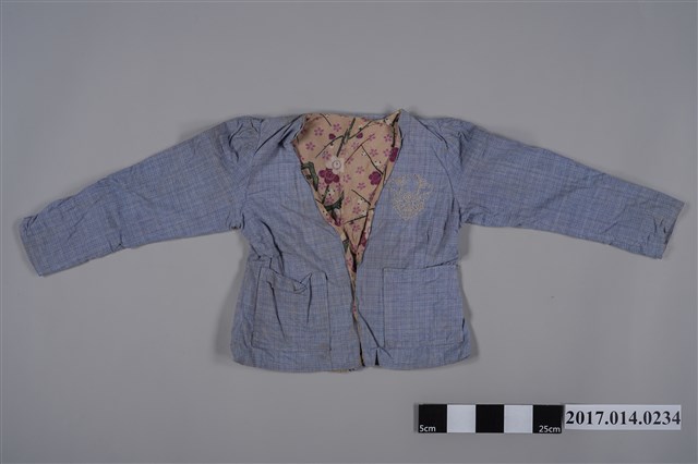 女童藍色細格紋西裝外套 (共2張)