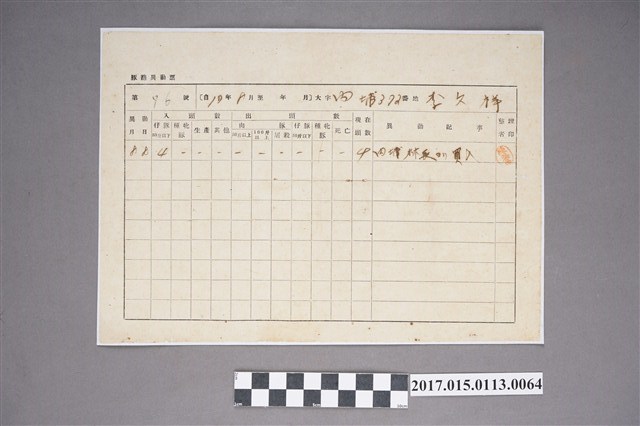 李文祥豚籍異動票 (共2張)