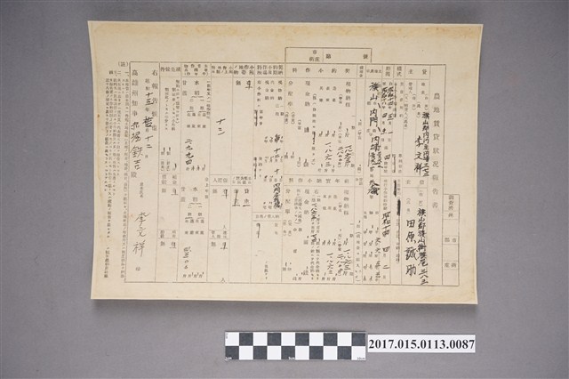 旗山郡內門莊內埔三七二李文祥農地賃貸狀況報告書－借主田原誠助 (共2張)
