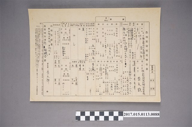 旗山郡內門莊內埔三七二李文祥農地賃貸狀況報告書－借主李文凱 (共2張)