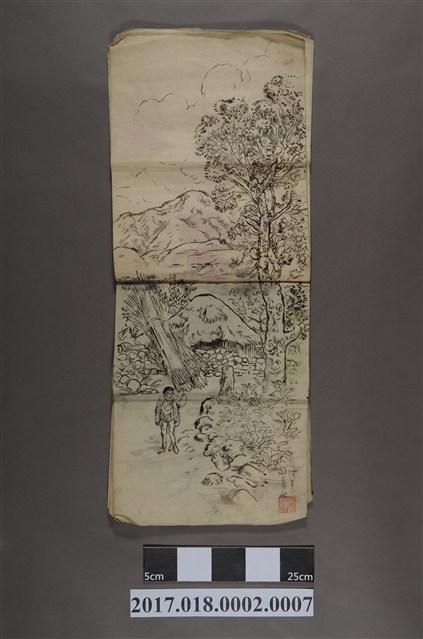 古城江觀繪《阿里山原住民屋舍》 (共3張)