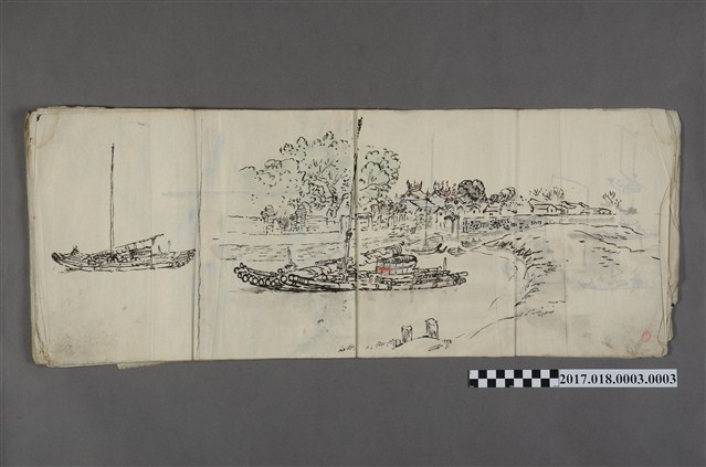 古城江觀繪《臺灣河景》 (共3張)