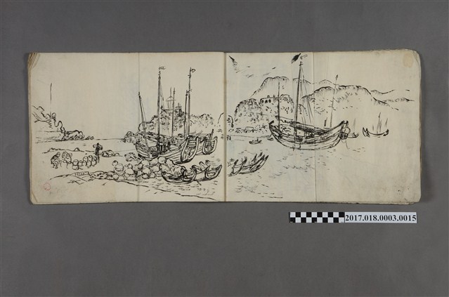 古城江觀繪《臺灣港口風景》 (共3張)