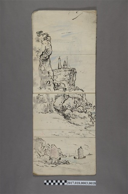 古城江觀繪《臺灣港邊風景》 (共3張)