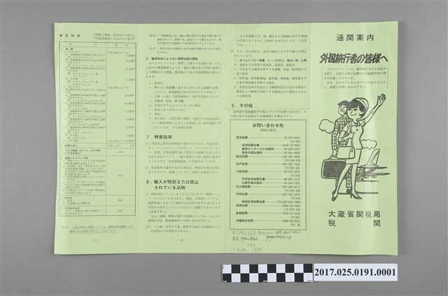 大藏省關稅局稅關說明文宣 (共3張)