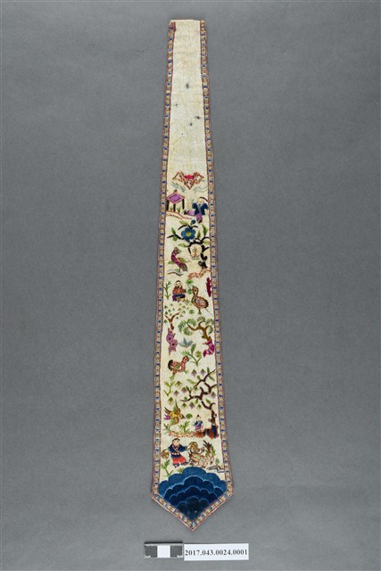 米白絲緞人物花鳥紋劍帶 (共2張)