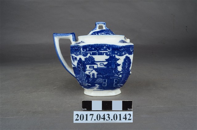 青花印花柳樹紋雙耳糖罐 (共9張)