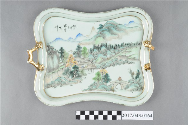 雙耳描金山水紋長方形茶盤 (共4張)