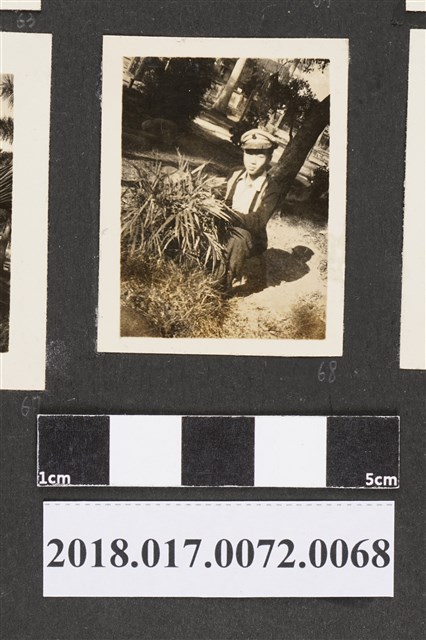 林坤佐蹲於植物旁 (共2張)