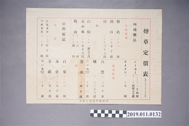 菸草定價表 (共3張)