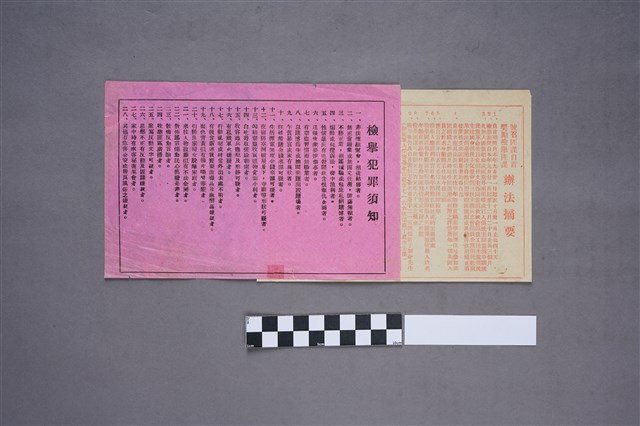 號召匪諜自首辦法摘要及檢舉犯罪須知 (共2張)