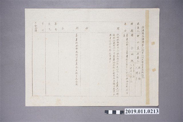 台灣省參議會第一屆第八次大會提案用紙 (共3張)