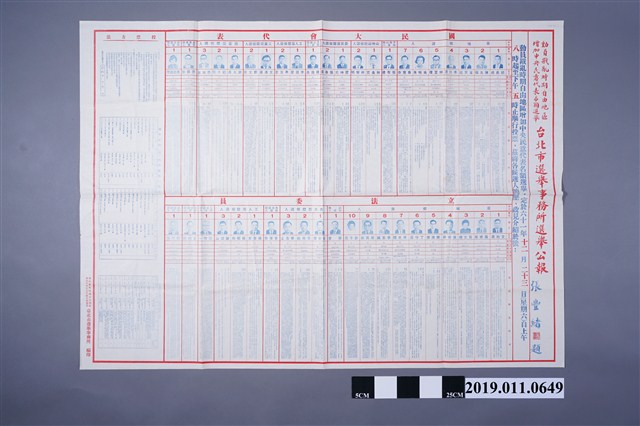 臺北市選舉事務所印發《動員戡亂時期自由地區增加中央民意代表名額選舉選舉公報》 (共3張)