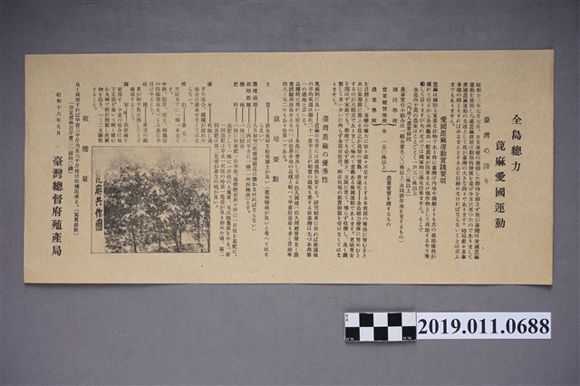 全島總力萞麻愛國運動傳單 (共3張)