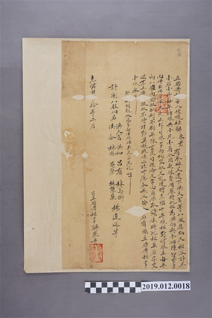 光緒10年解來貴立胎借字(後壠社番契) (共2張)