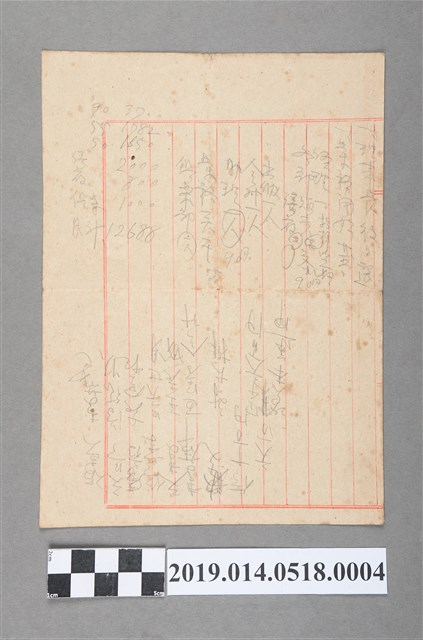 柯天送手稿（人名、職務） (共2張)