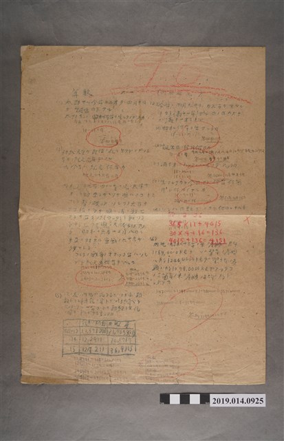 河村禧元算術科試卷（96分） (共2張)