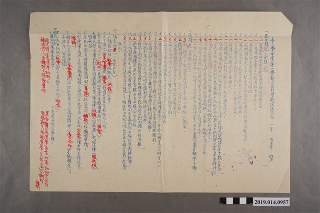 臺南縣立新化初中51學年度第一學期公民科一年級學期考試答案卷、校對卷 (共2張)