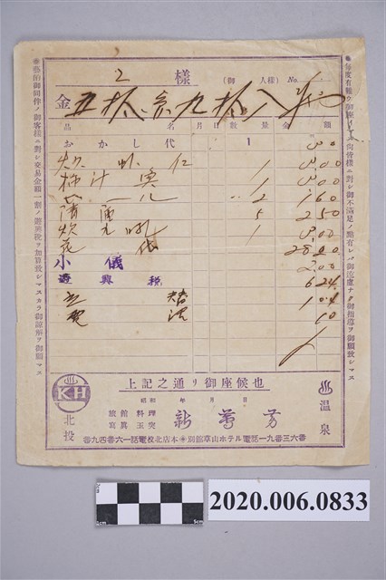 新香芳點餐收據 (共3張)