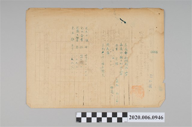 戰時造成的意外災害證明書第4666號（昭和20年7月12日發行） (共3張)