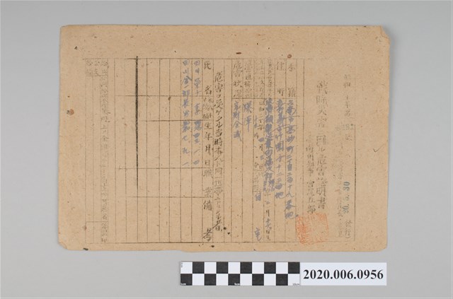 戰時造成的意外災害證明書第8481號（昭和20年5月30日發行） (共3張)