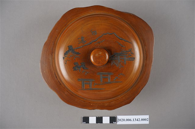 木製臺灣神社圖樣漆器淡色糖果盒 (共6張)