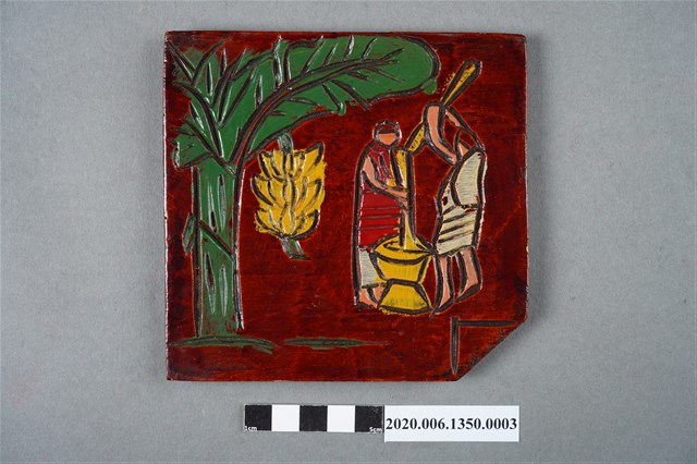 木製原住民人文生活圖樣漆器擺飾 (香蕉) (共6張)