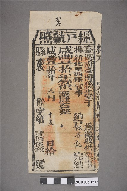 臺灣縣糧戶執照 (共2張)