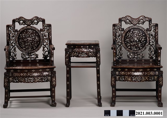 廣式鑲嵌螺鈿扶手椅組 (共4張)