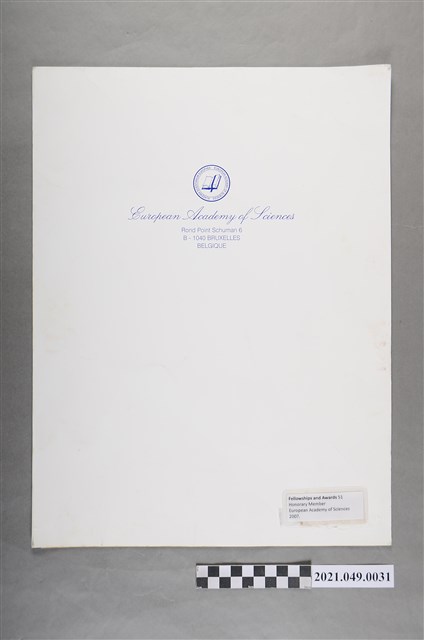 李遠哲2007年歐洲科學院名譽會員證書 (共3張)