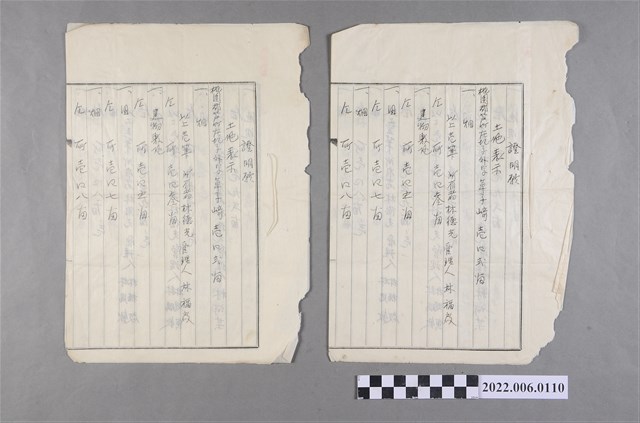 林春花等3人大正12年土地證明願 (共2張)