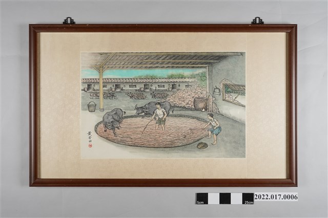 黃金田繪窯場以牛隻研磨陶土圖 (共3張)