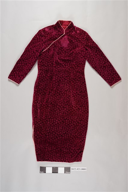 立領絨花半袖旗袍 (共5張)