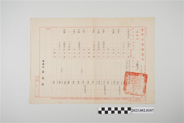 民國64年2月14日劉全仁臺灣省警務處令 (共2張)