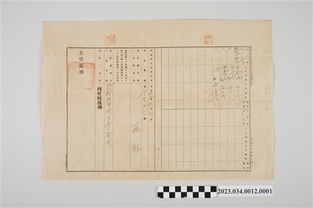 大正12年羅旺土地所有權移轉登記濟證 (共2張)