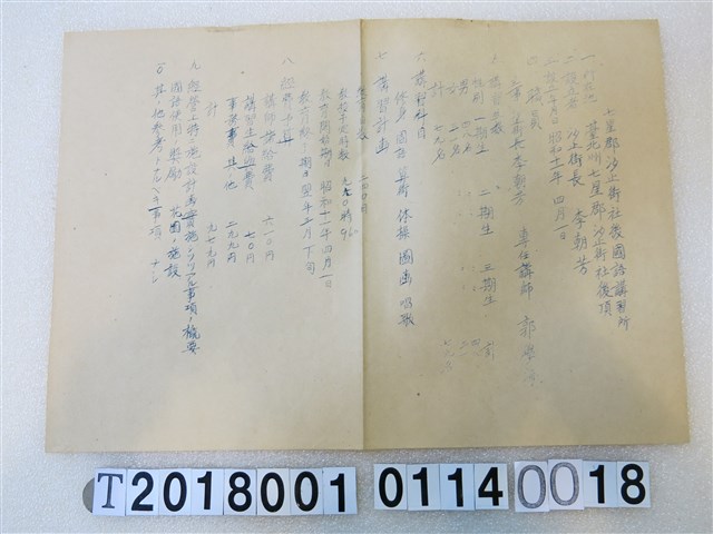 國語講習所講師講習會《講習員所屬講習所要覽》昭和十一年八月 (共1張)