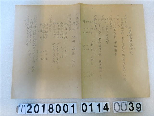 國語講習所講師講習會《講習員所屬講習所要覽》昭和十一年八月 (共1張)