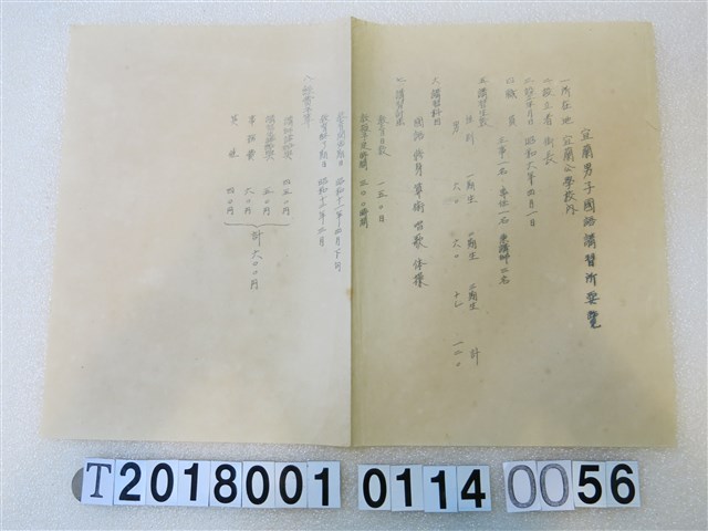 國語講習所講師講習會《講習員所屬講習所要覽》昭和十一年八月 (共1張)